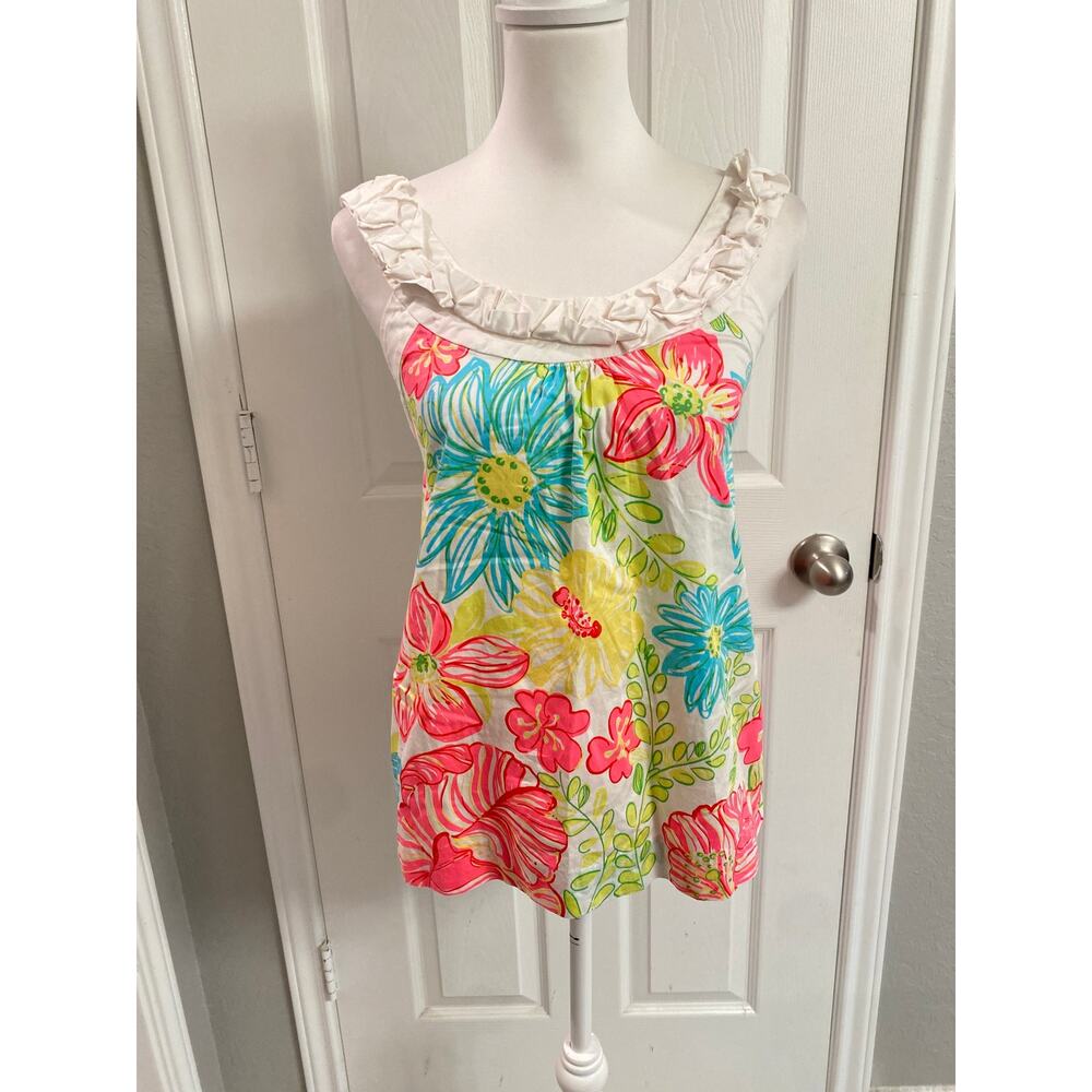 Lilly Pulitzer Bright Tropical Print Poplin Origami Top Size 2 Resort Wear